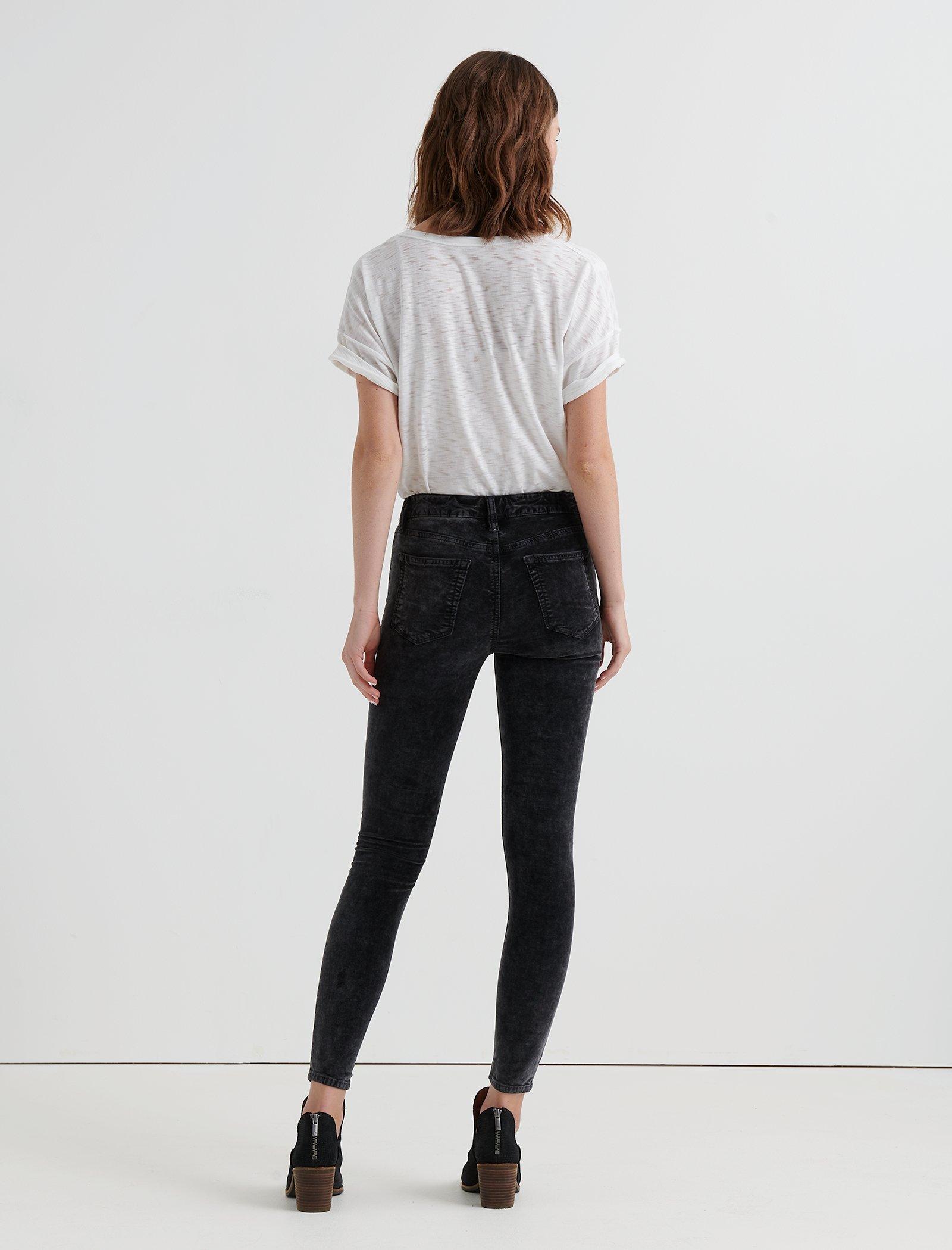 Lucky Brand Pants Women's Size 4 X 27 Black Ava Super Skinny Velvet  Mid-Rise.
