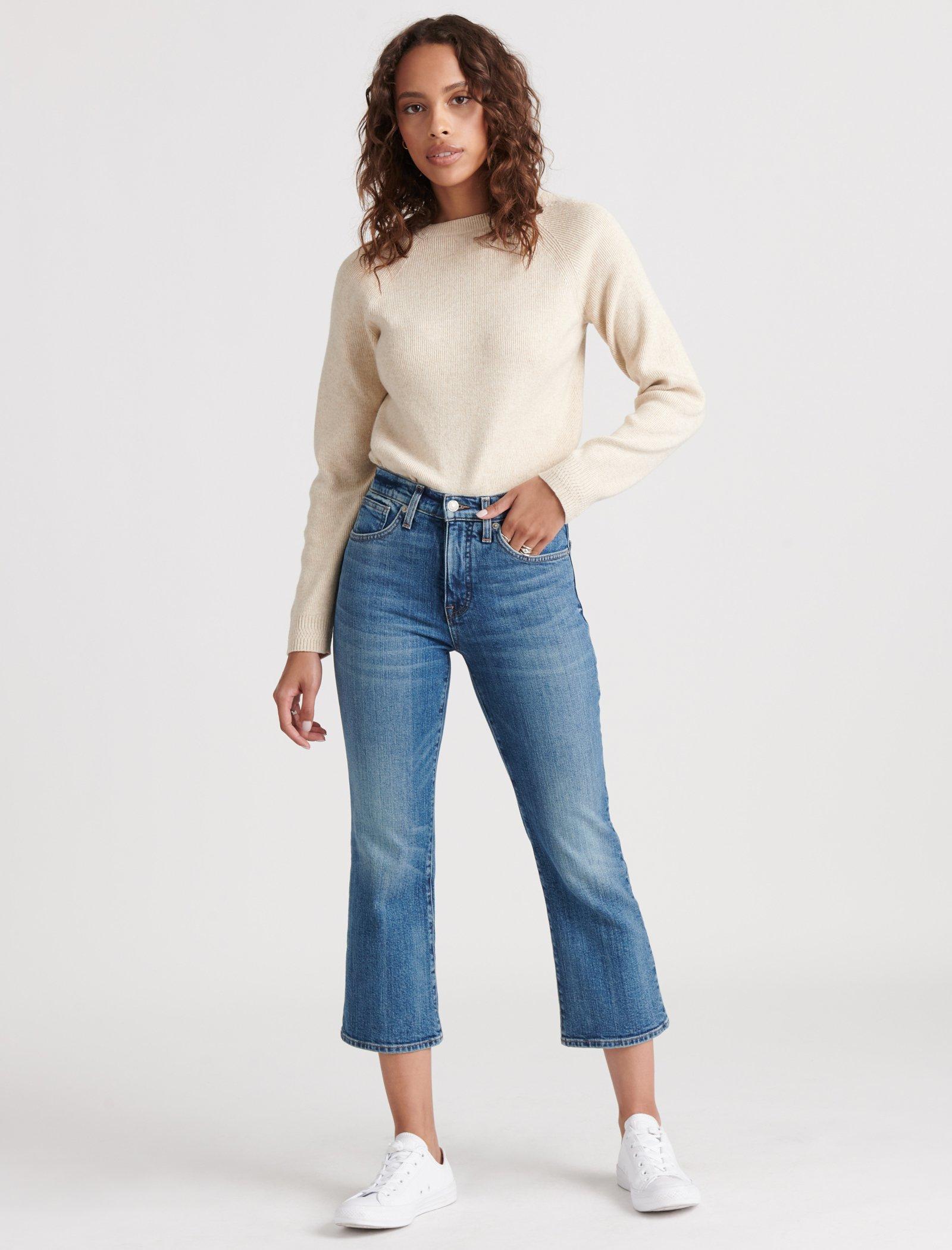 high rise crop flare jeans