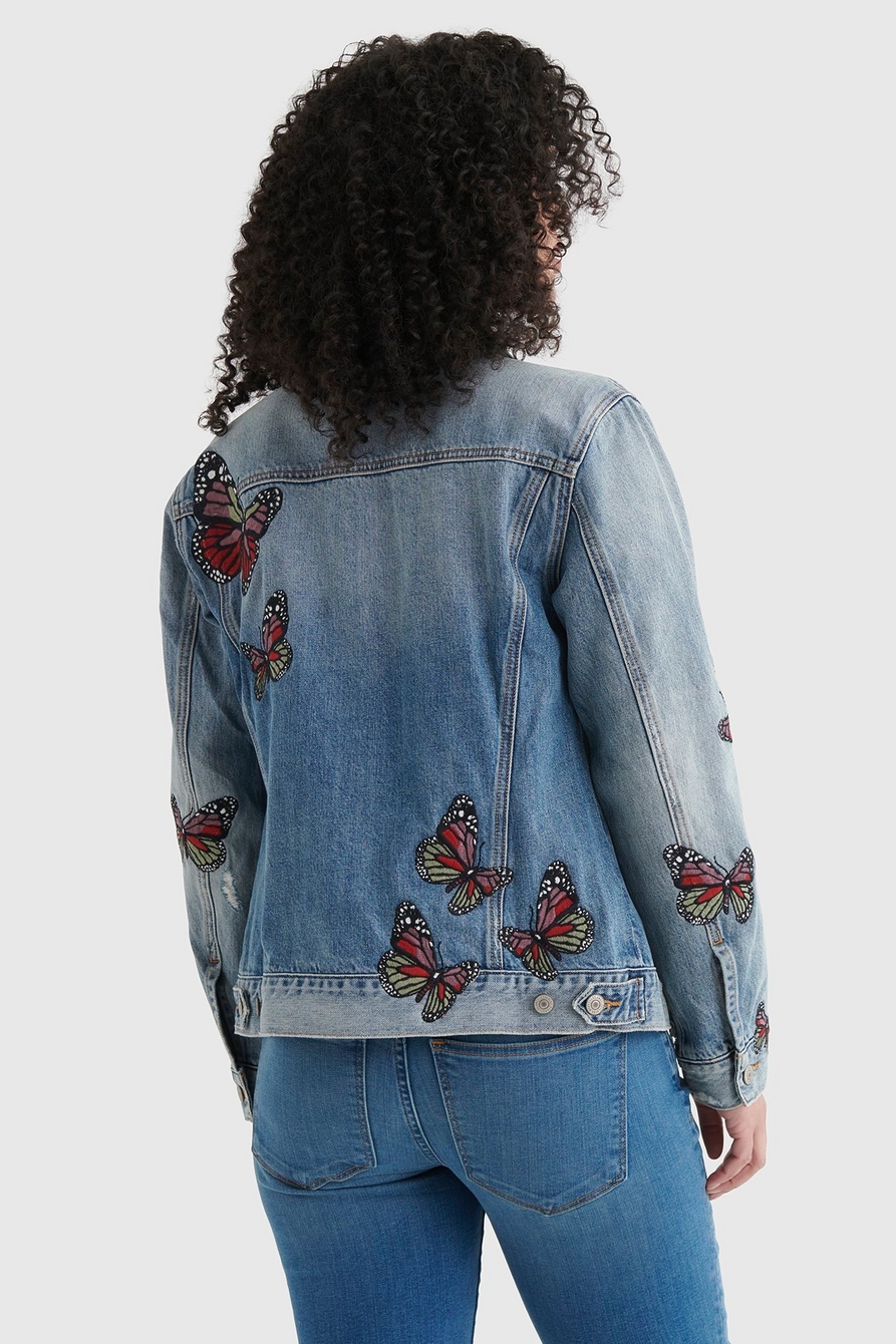 Lucky Brand, Jackets & Coats, Host Picklucky Brand Trucker Jean Jacket  Light Denim With Flower Embroidery