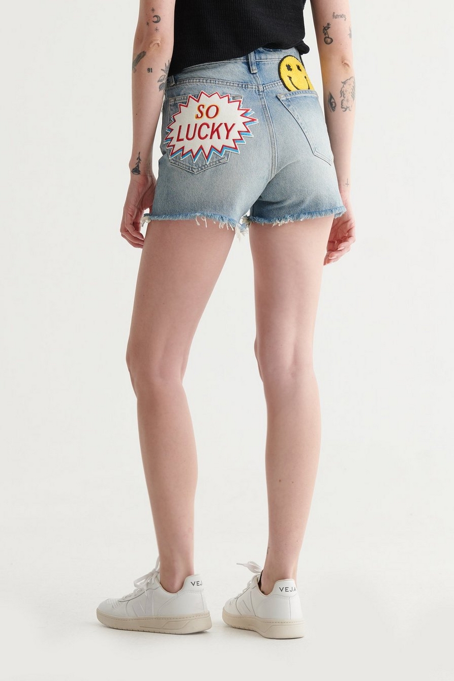 LUCKY PATCH HIGH RISE CUT OFF SHORT, image 4