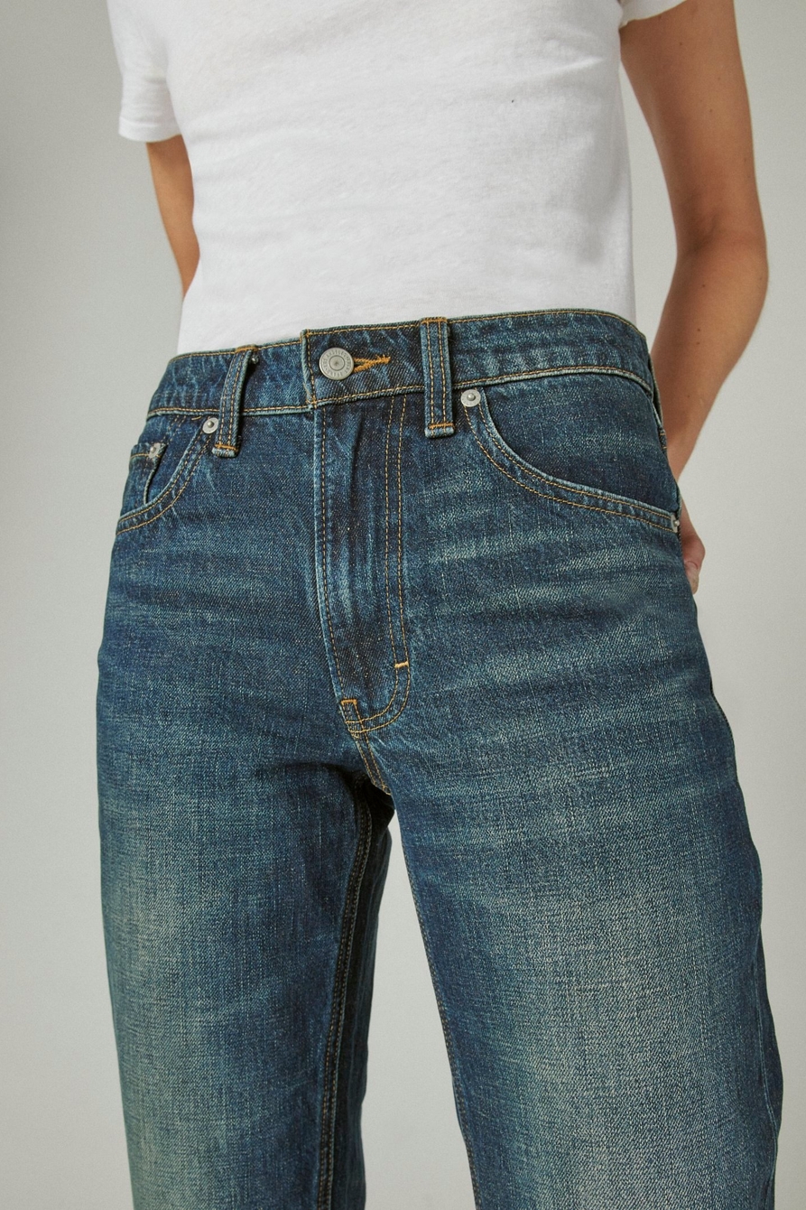 Lucky Brand Women's Medium Wash Mid Rise Boy Straight Jeans