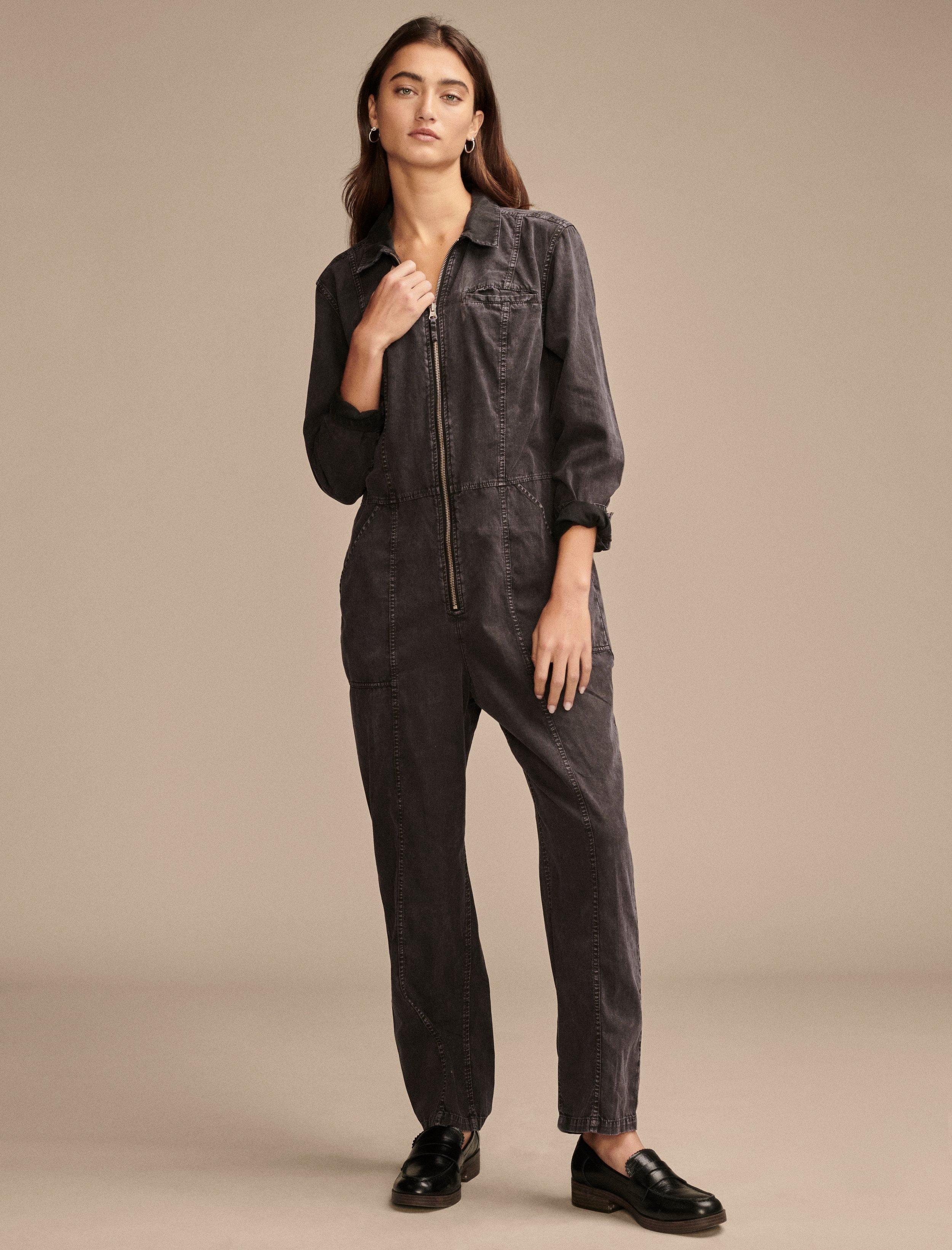 DENIM LONG SLEEVE JUMPSUIT