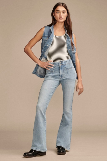 Cropped flare jeans in blue denim and responsible cotton Trousers