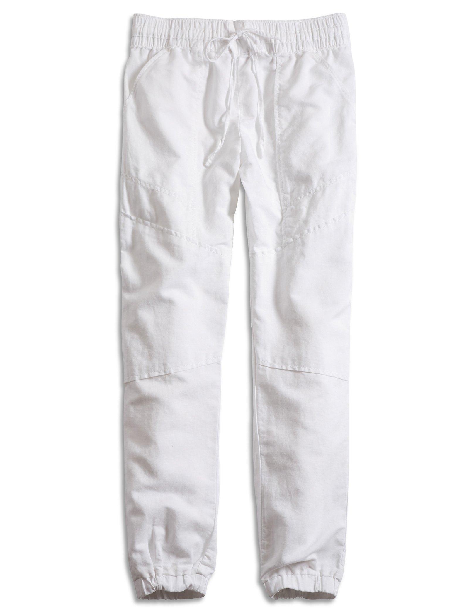 white linen jogger pants