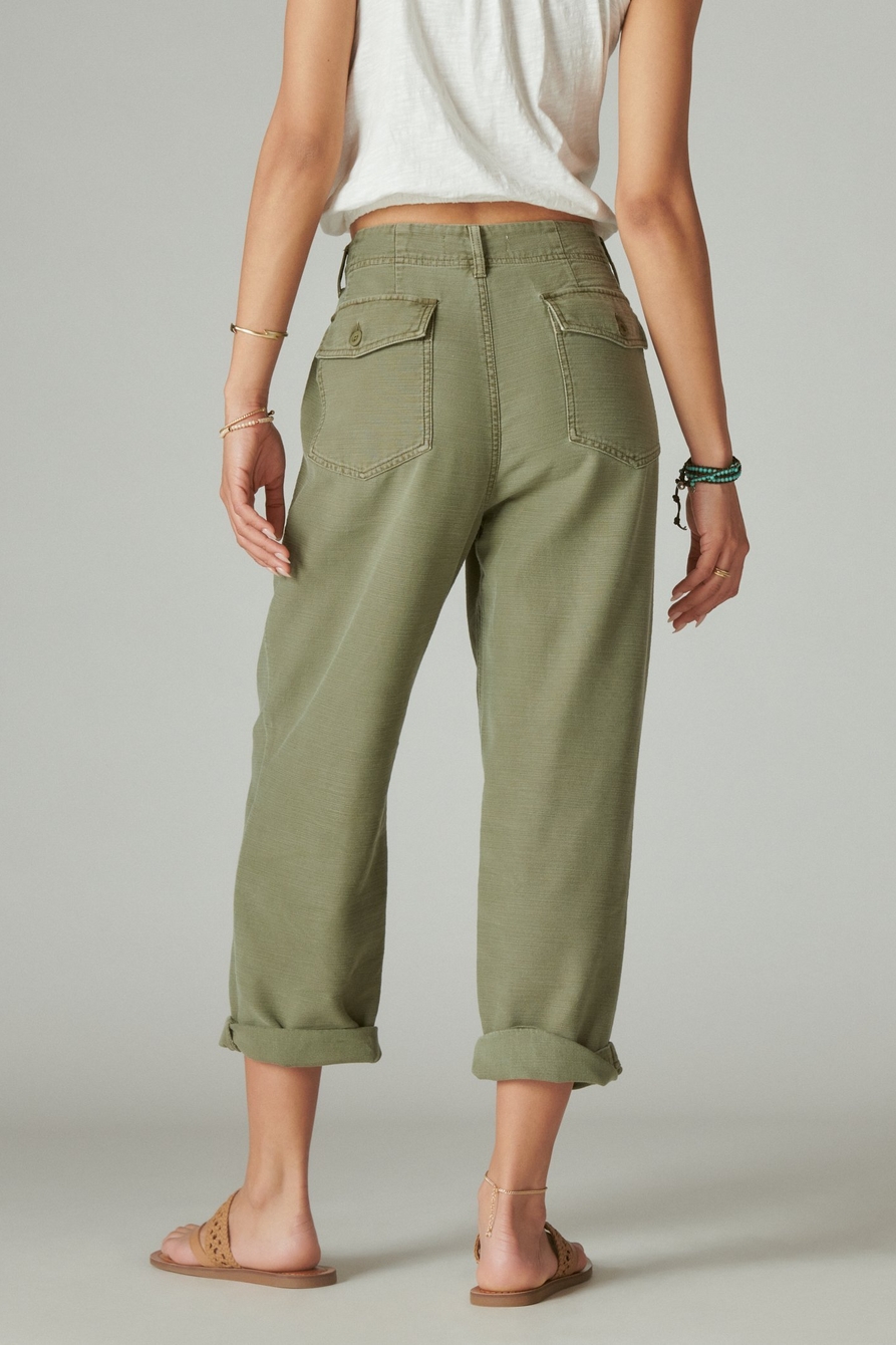 Free People Wind Up Utility Straight Leg Pants Button Cuff Pockets Gold 2  NWT