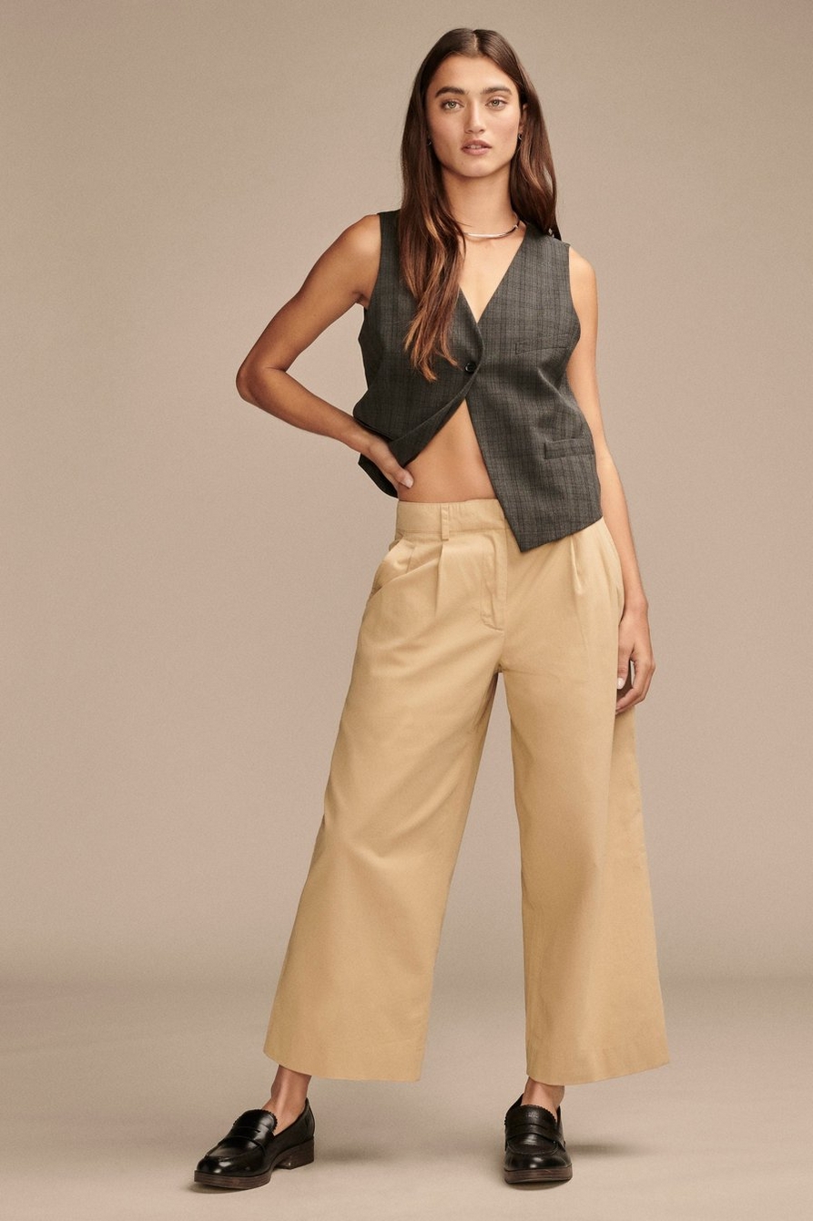 PLEATED WIDE LEG CROP PANT, image 1