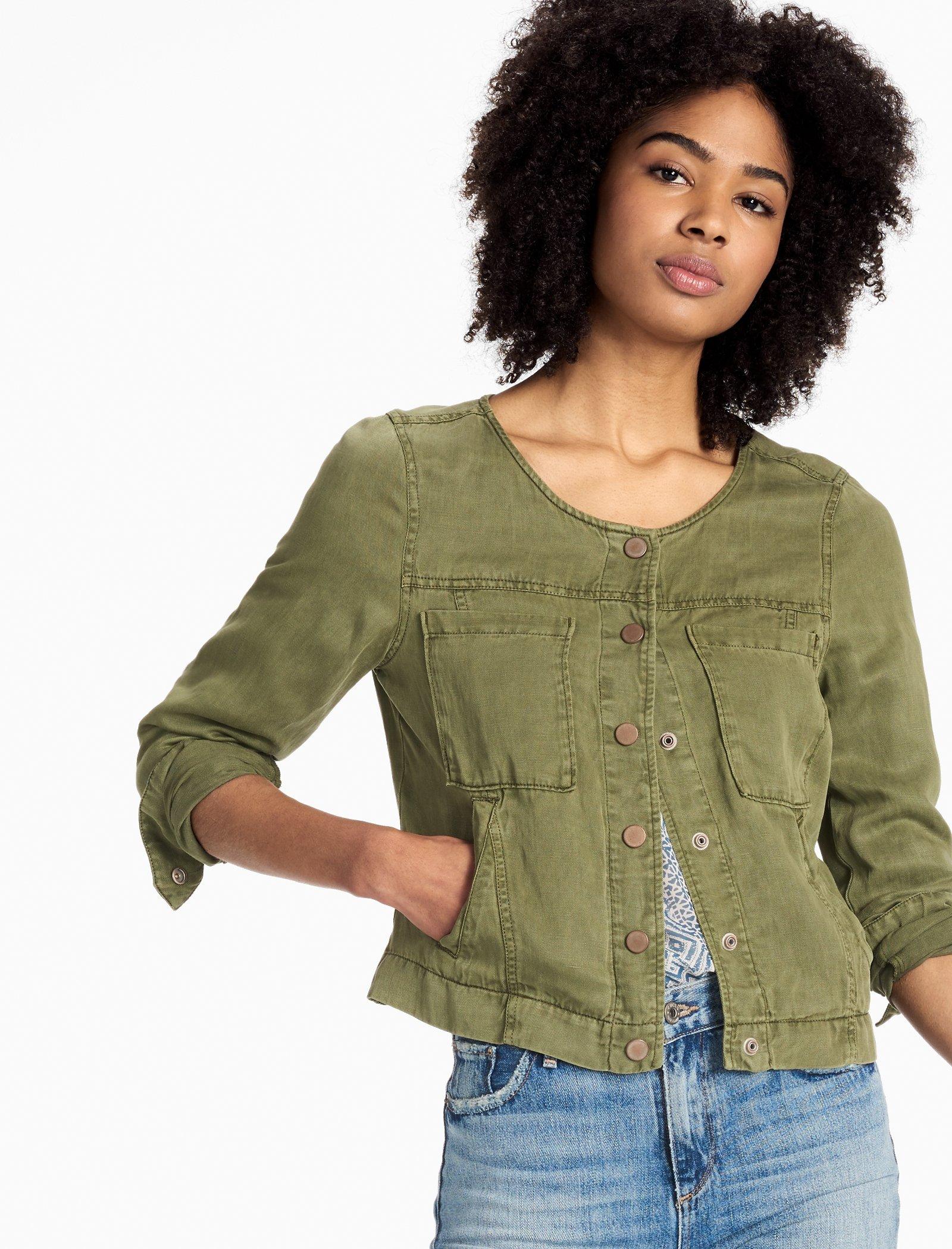 Cropped army denim jacket sale