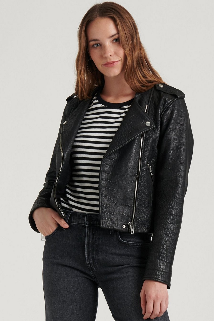 Lucky Brand Women's Classic Leather Moto Jacket