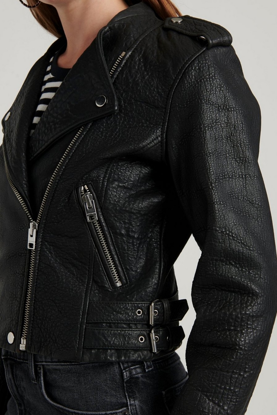 Petite Pebbled Faux Leather Moto Jacket