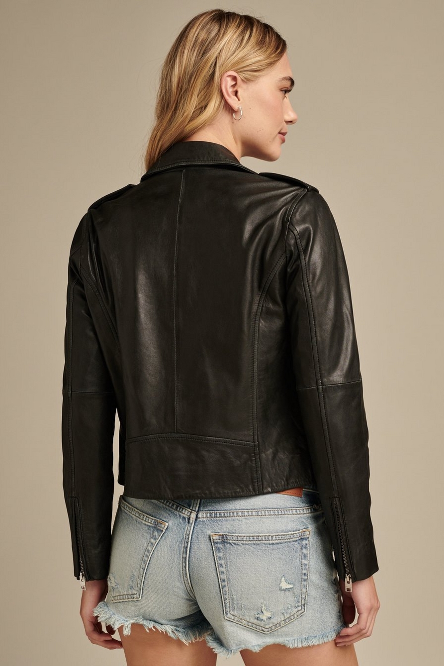 Woman black leather jacket With 100% genuine lambskin Leather Jacket NF-125