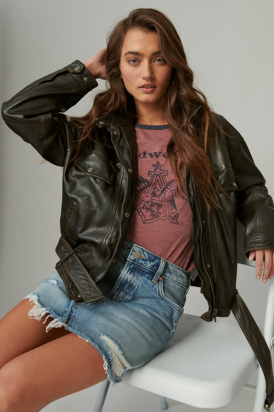 LEATHER BOMBER JACKET | Lucky Brand