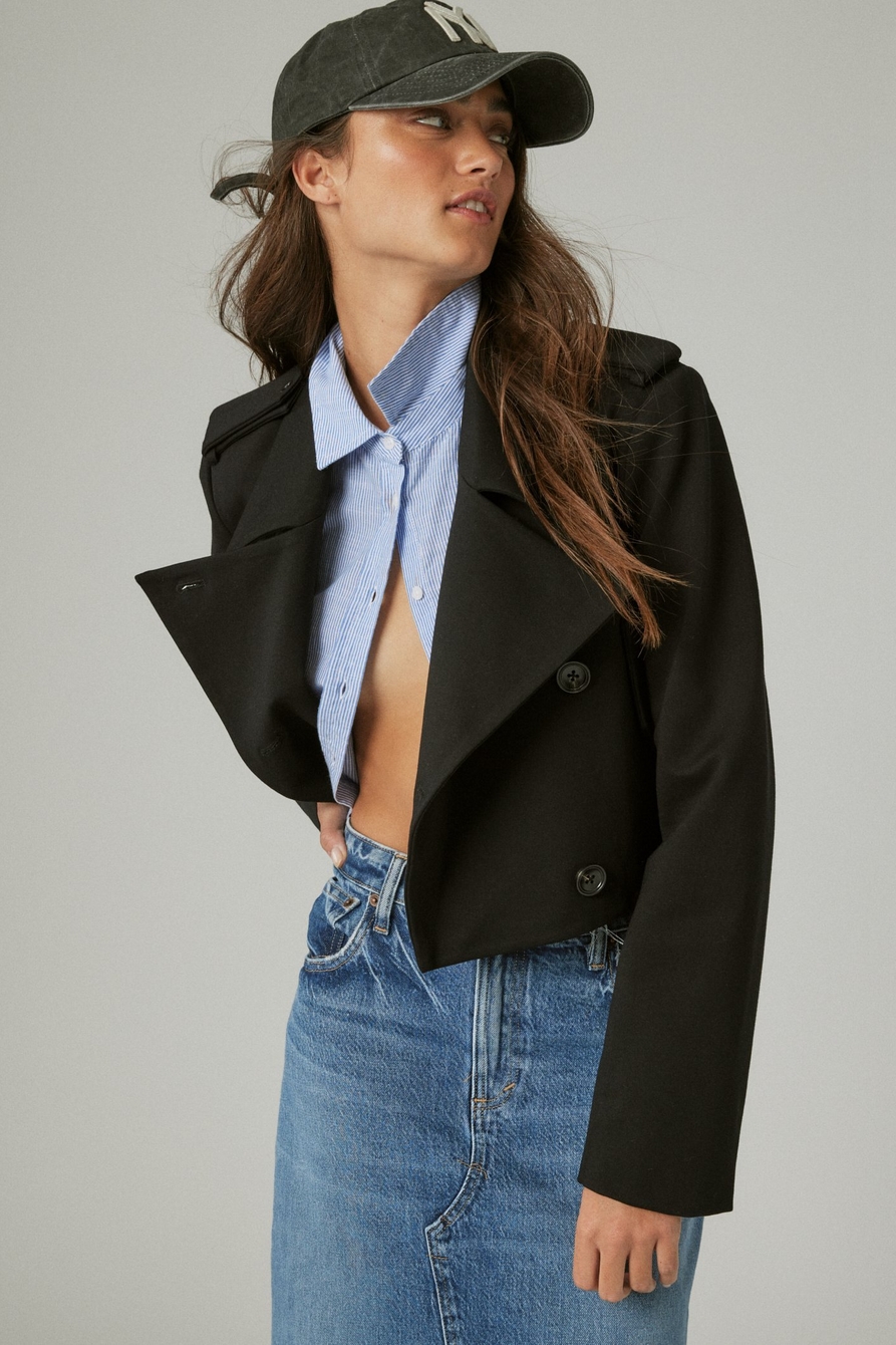 LIMITED EDITION CROPPED DOUBLE BUTTON PONTE BLAZER, image 1