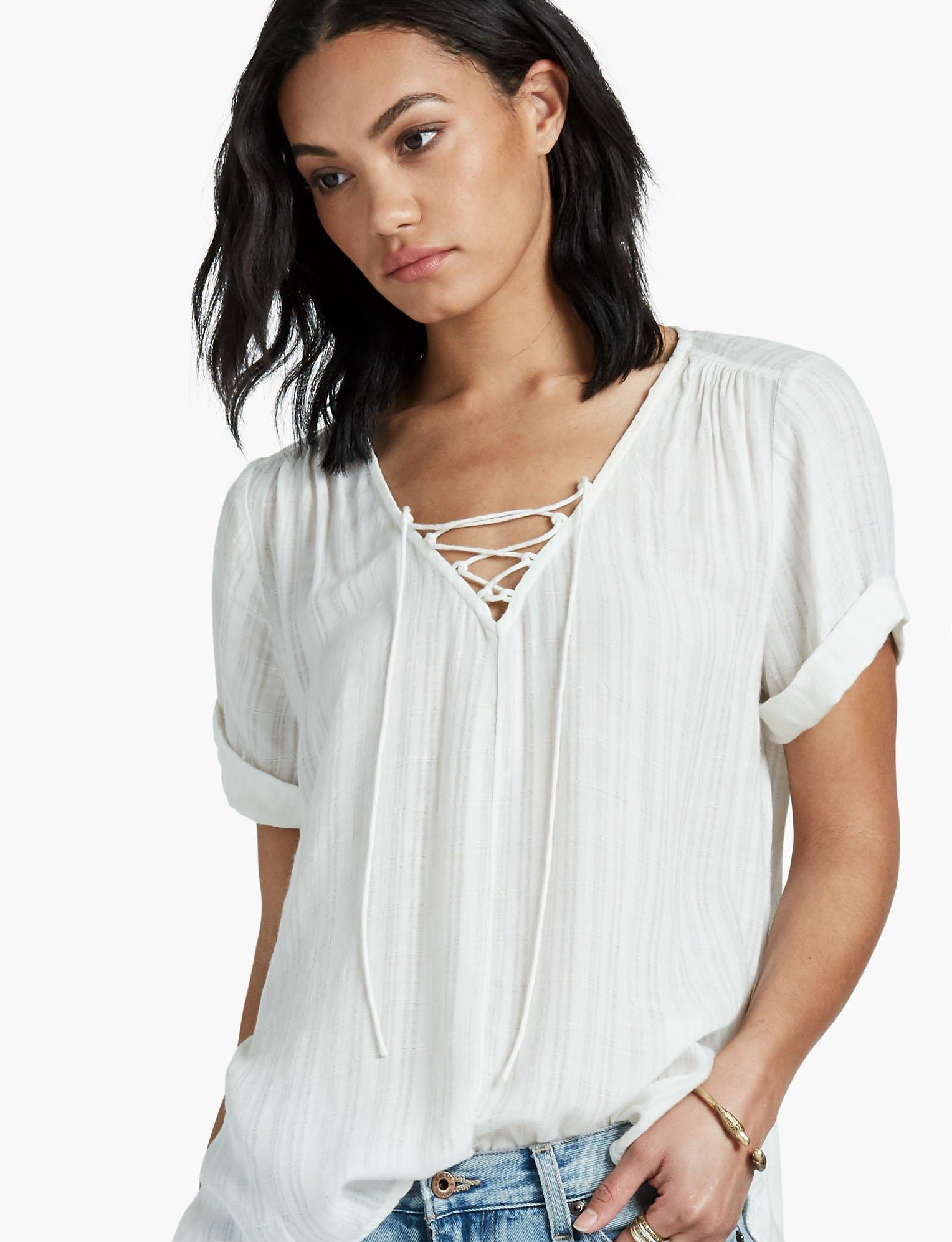 DOBBY LACE UP TOP | Lucky Brand