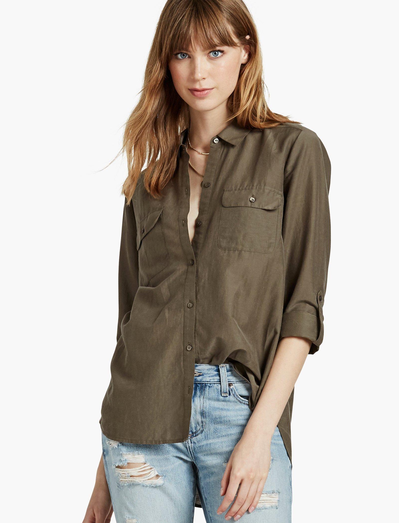 WASHED SILK BUTTON DOWN SHIRT | Lucky Brand