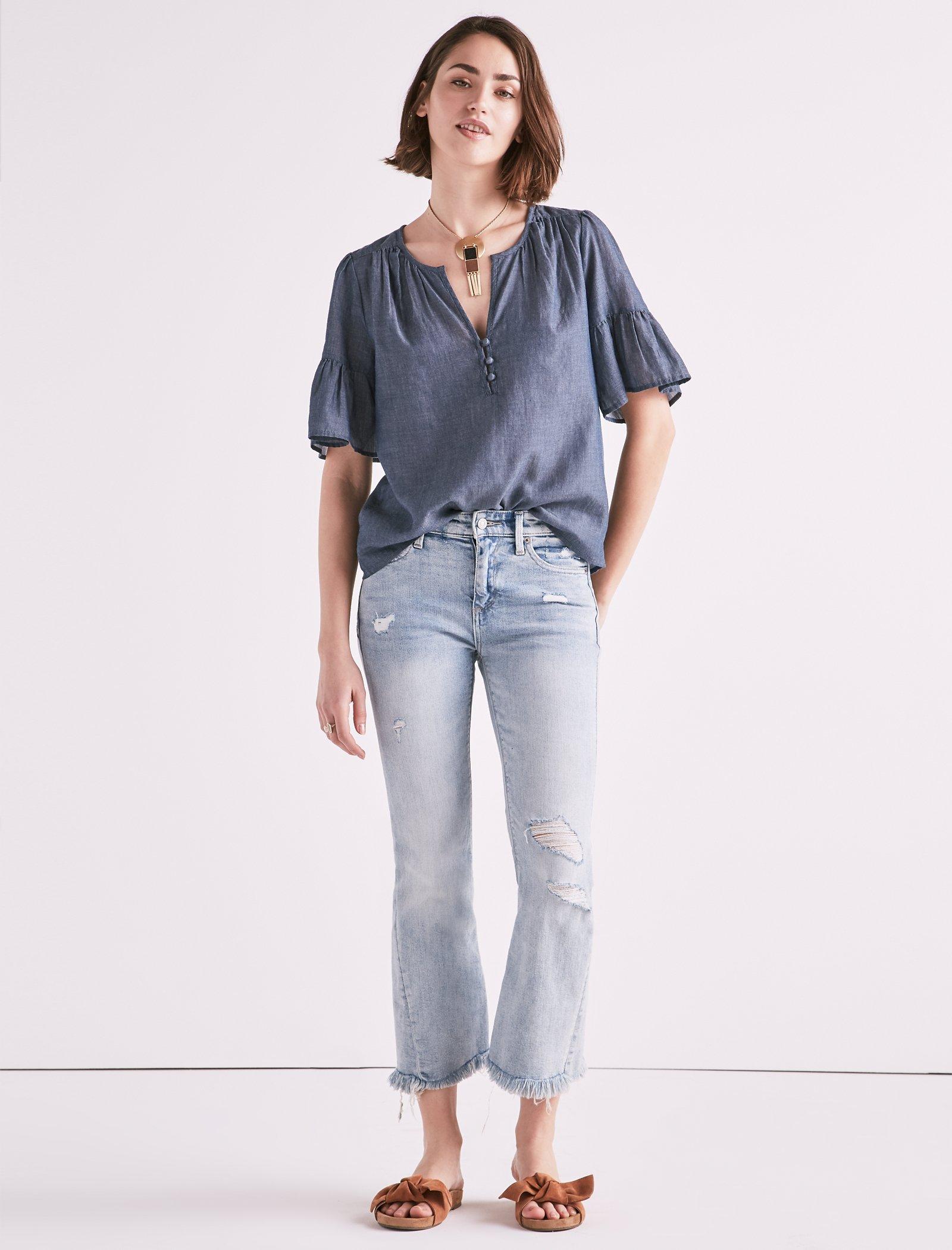 SHORT SLEEVE CHAMBRAY TOP | Lucky Brand