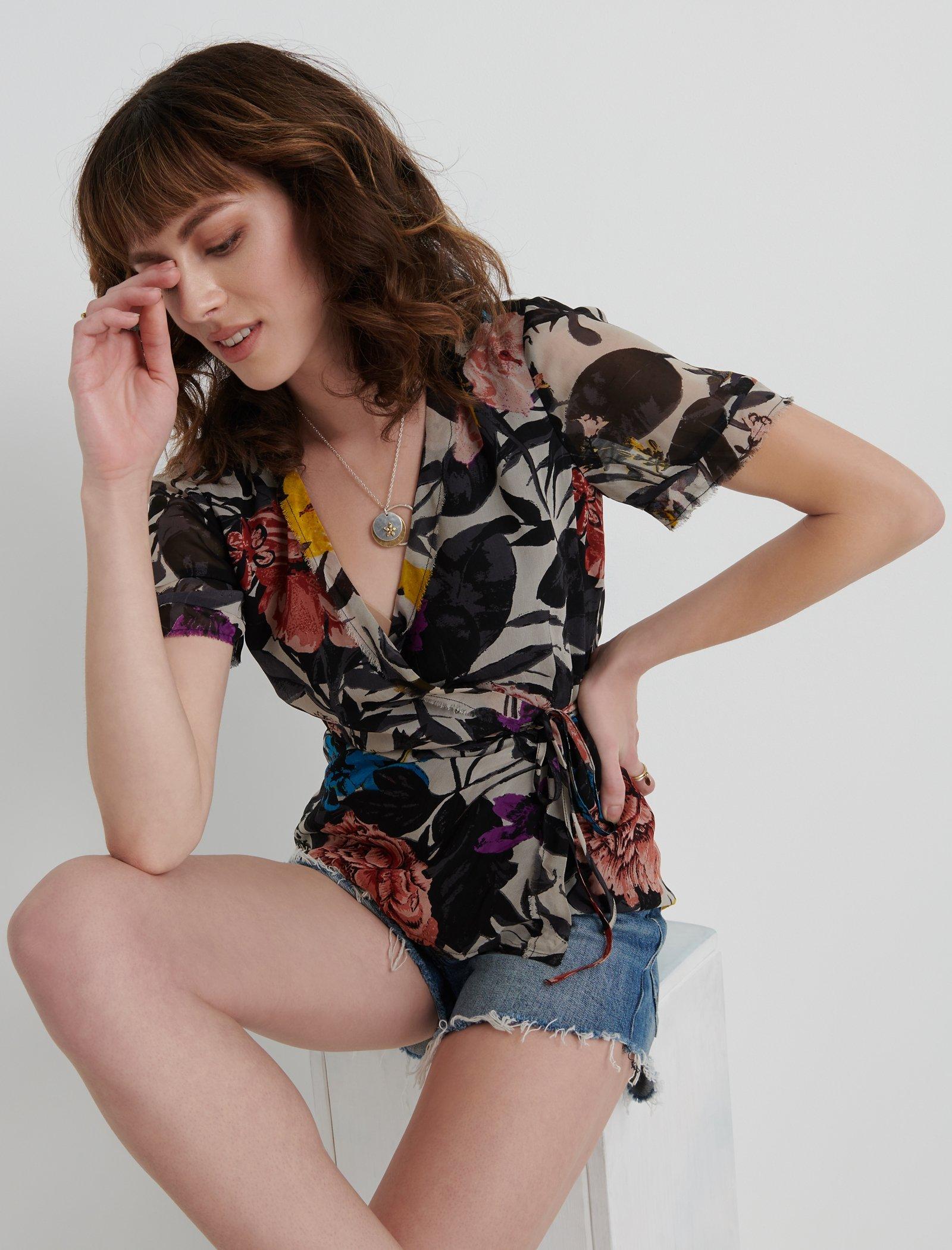 floral wrap shirt