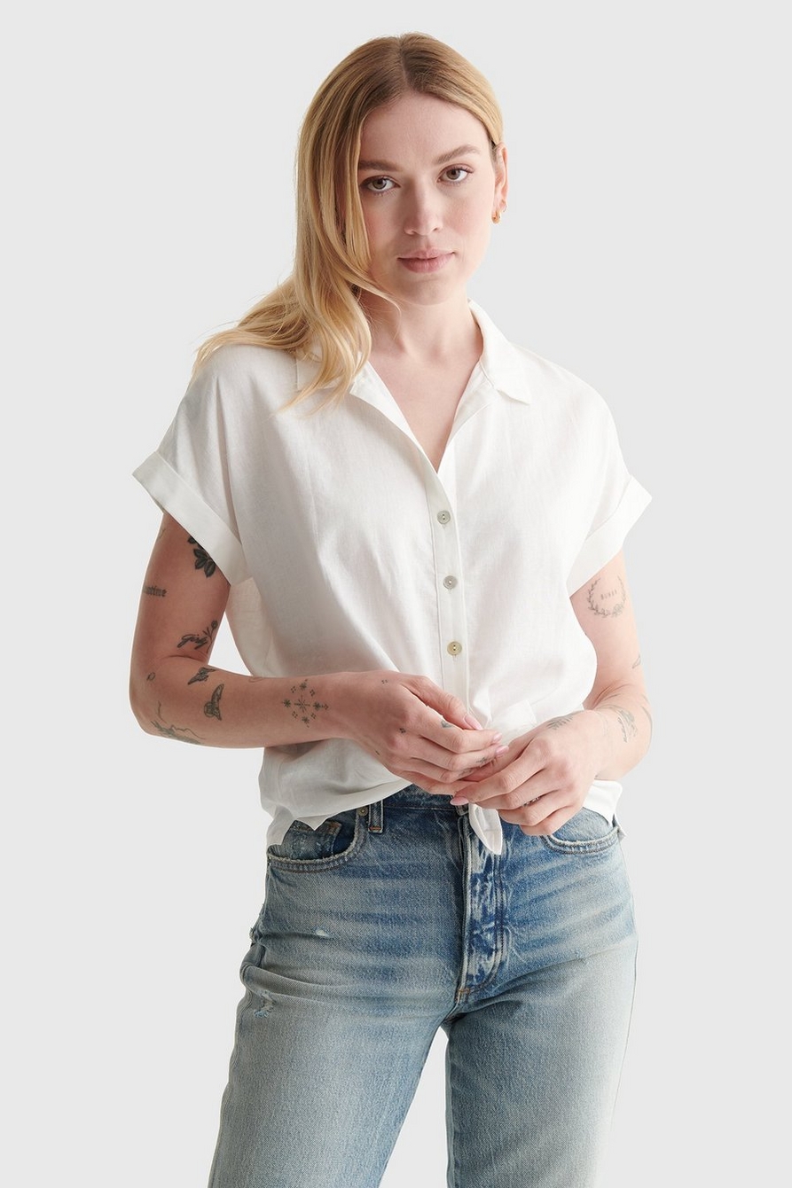 TIE-FRONT SHORT SLEEVE SHIRT, image 1