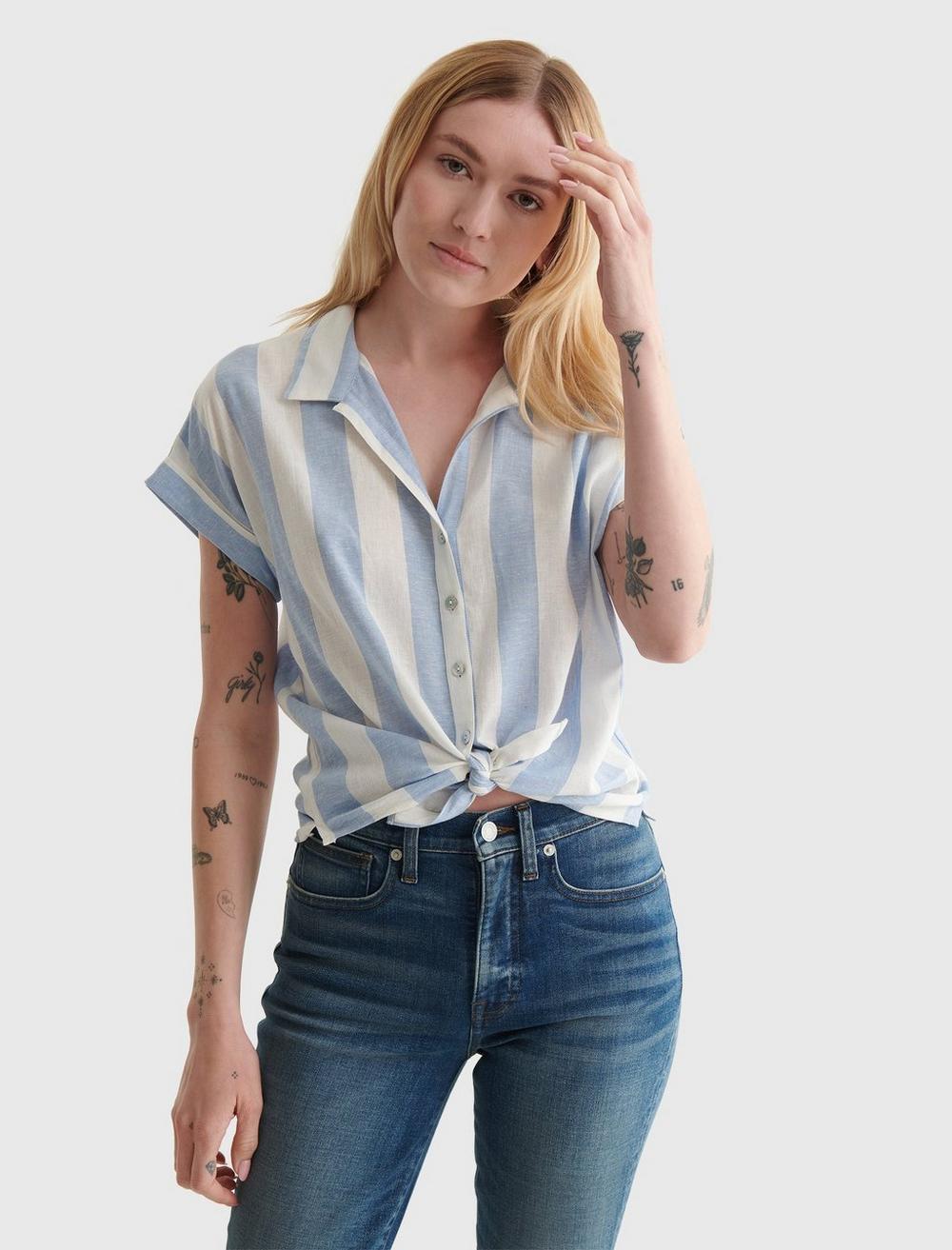 TIE-FRONT SHORT SLEEVE SHIRT, image 1