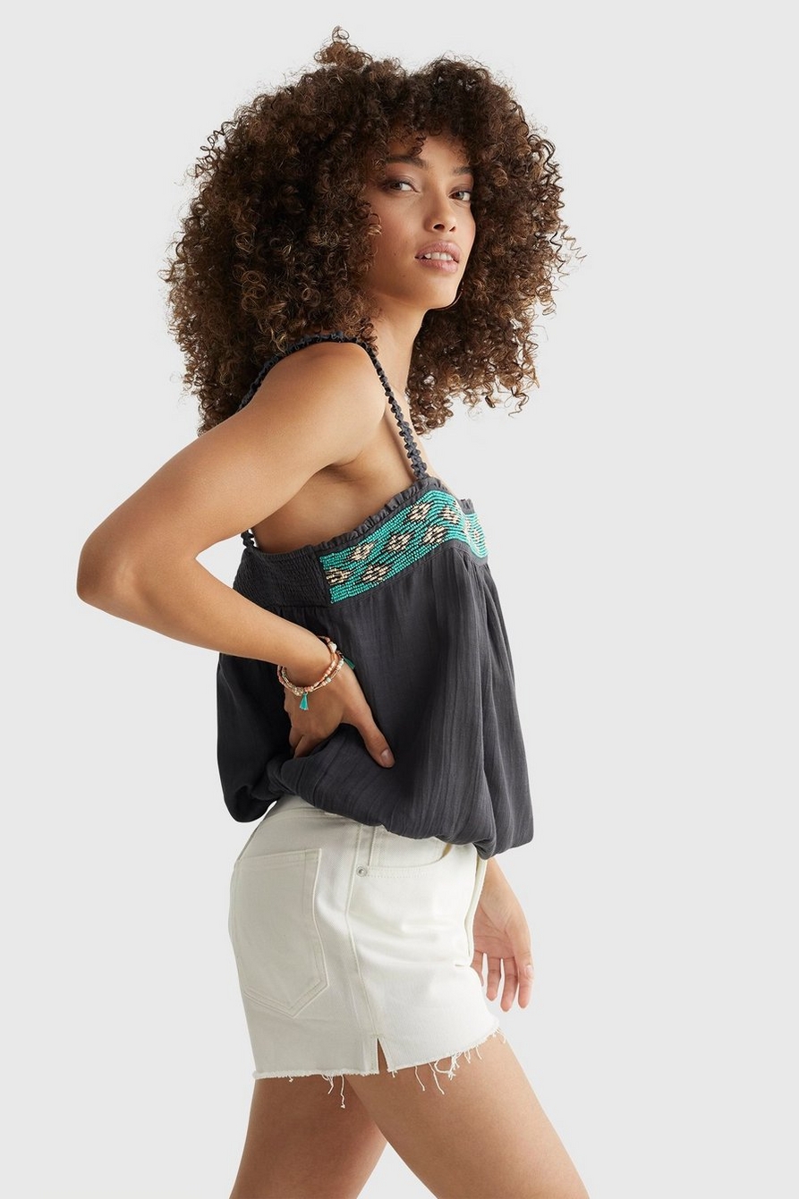 LIMITED EDITION BEADED SQUARE NECK CAMI, image 3