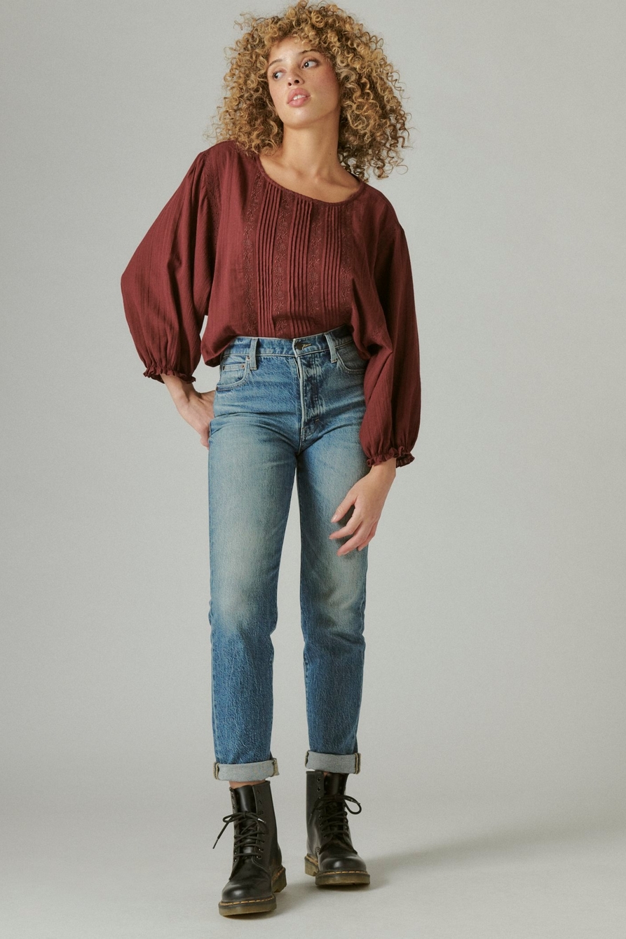 EMBROIDERED ROUND NECK BOXY BLOUSE, image 2