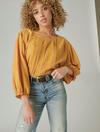 EMBROIDERED ROUND NECK BOXY BLOUSE, image 1