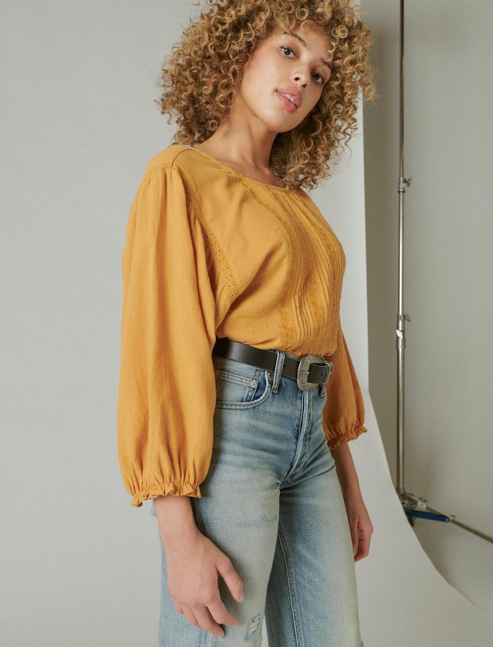 EMBROIDERED ROUND NECK BOXY BLOUSE, image 3