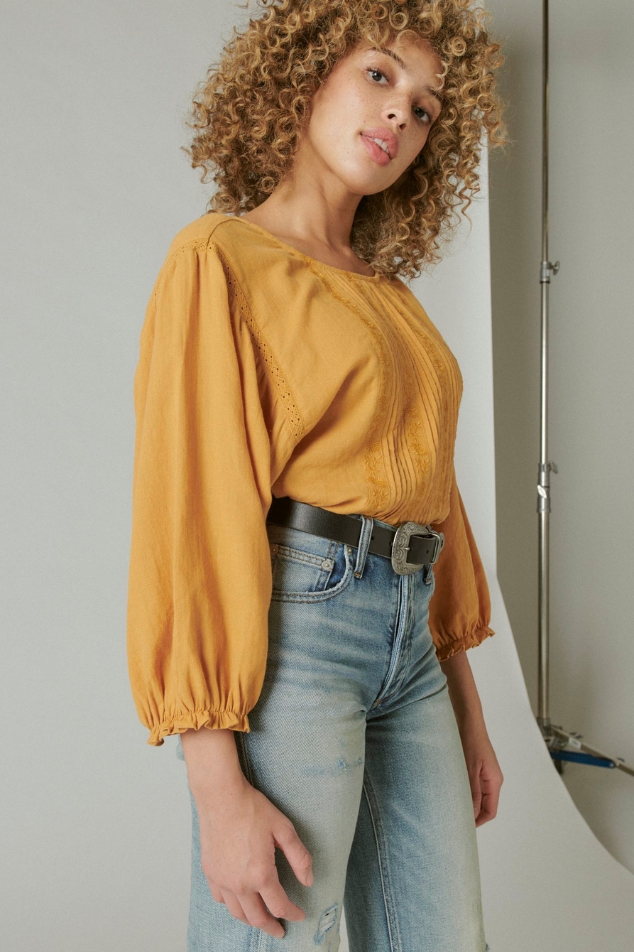 EMBROIDERED ROUND NECK BOXY BLOUSE, image 3
