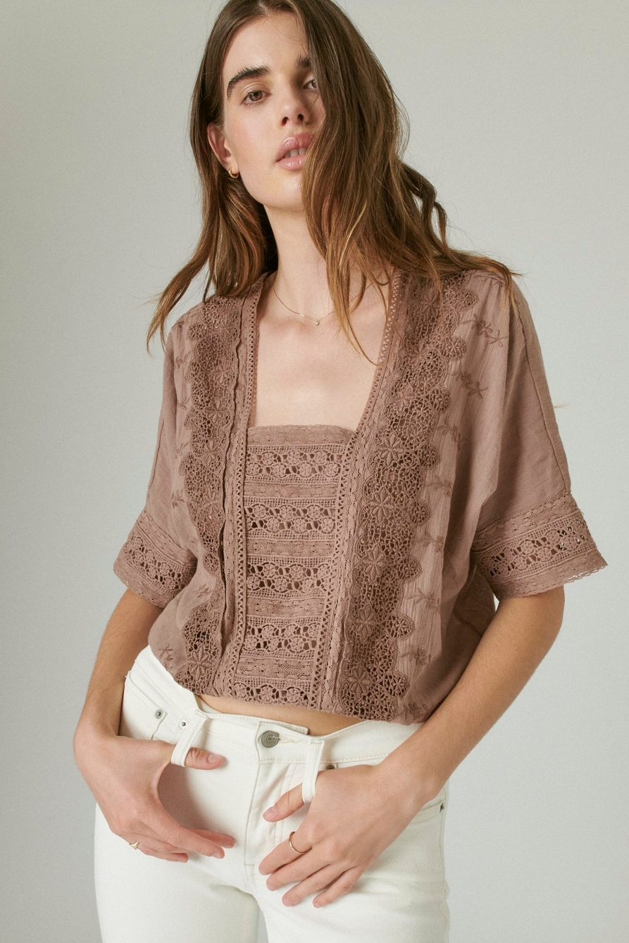 LACE SHORT SLEEVE TOP, image 1