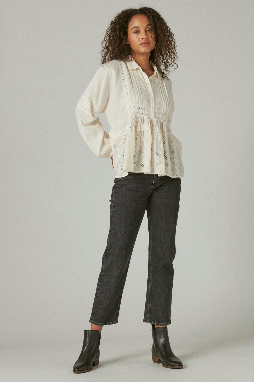 EMBROIDERED LONG SLEEVE BUTTON DOWN TOP, image 2