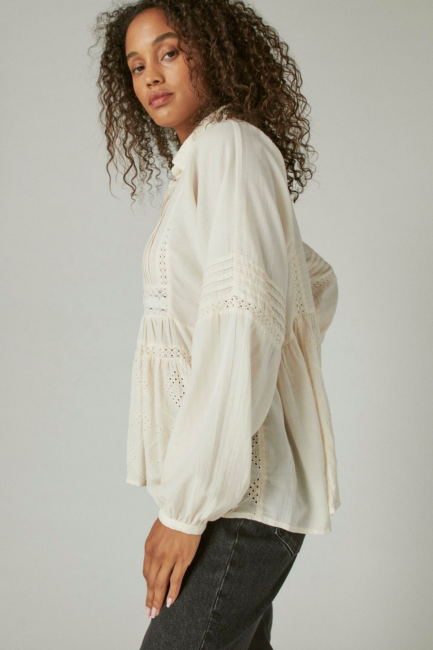 EMBROIDERED LONG SLEEVE BUTTON DOWN TOP, image 3