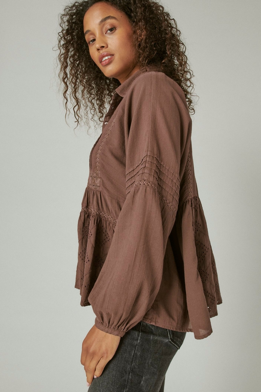 EMBROIDERED LONG SLEEVE BUTTON DOWN TOP, image 3