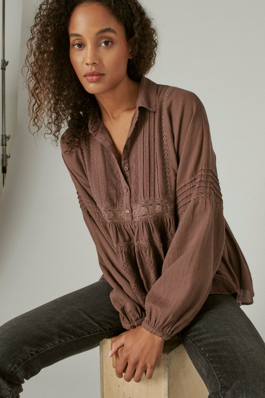 EMBROIDERED LONG SLEEVE BUTTON DOWN TOP, image 6