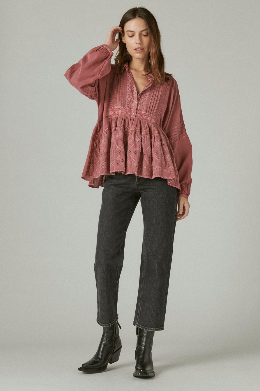 EMBROIDERED LONG SLEEVE BUTTON DOWN TOP, image 2