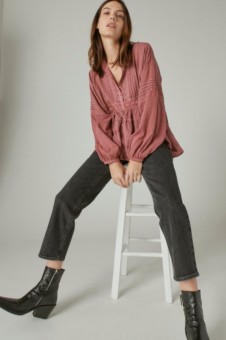 EMBROIDERED LONG SLEEVE BUTTON DOWN TOP, image 6