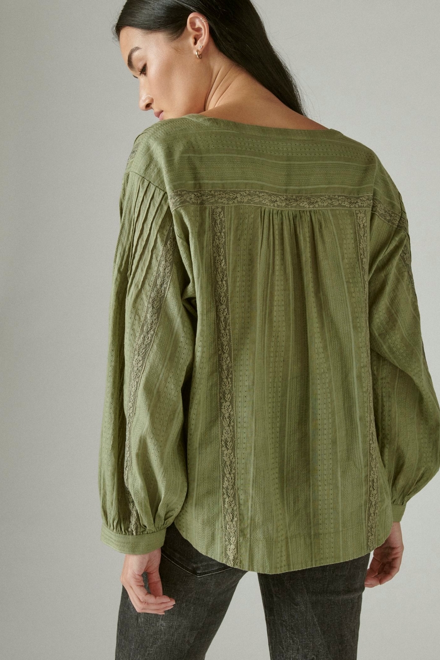 DOBBY BUTTON DOWN LONG SLEEVE BLOUSE, image 4