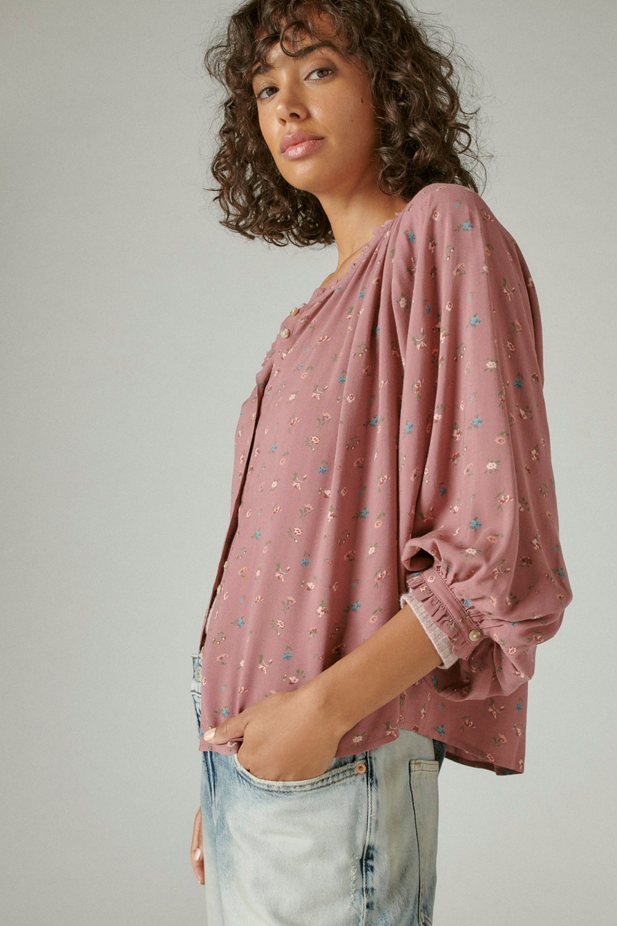 PRINTED BUTTON DOWN LONG SLEEVE BLOUSE, image 3