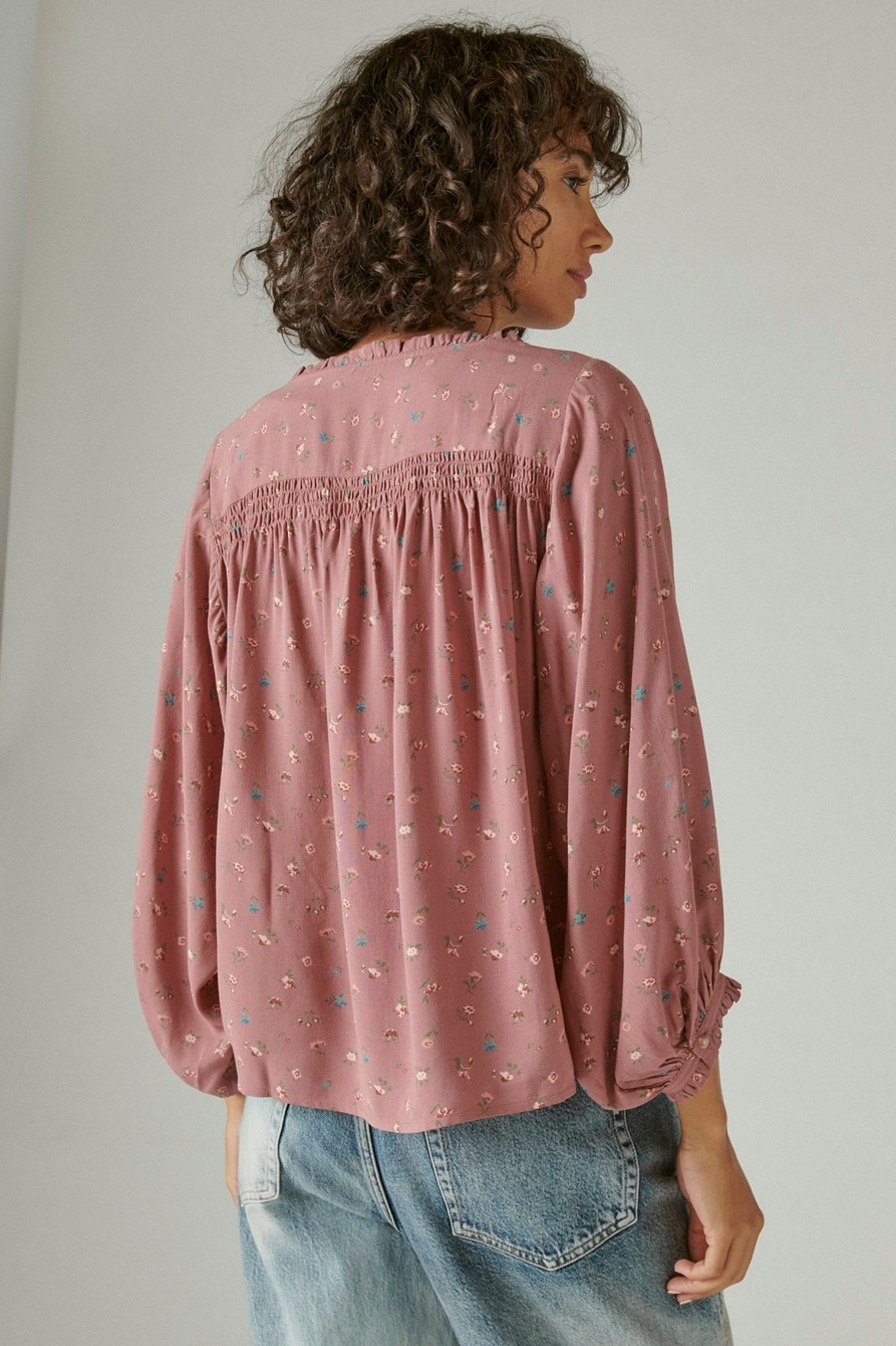 PRINTED BUTTON DOWN LONG SLEEVE BLOUSE | Lucky Brand