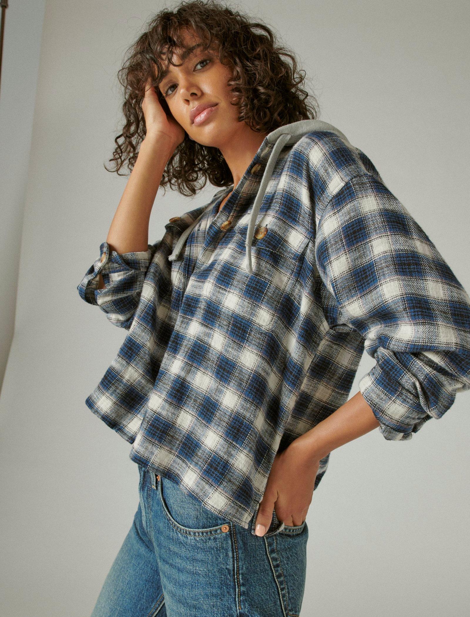 CROPPED PLAID HOODIE | Lucky Brand