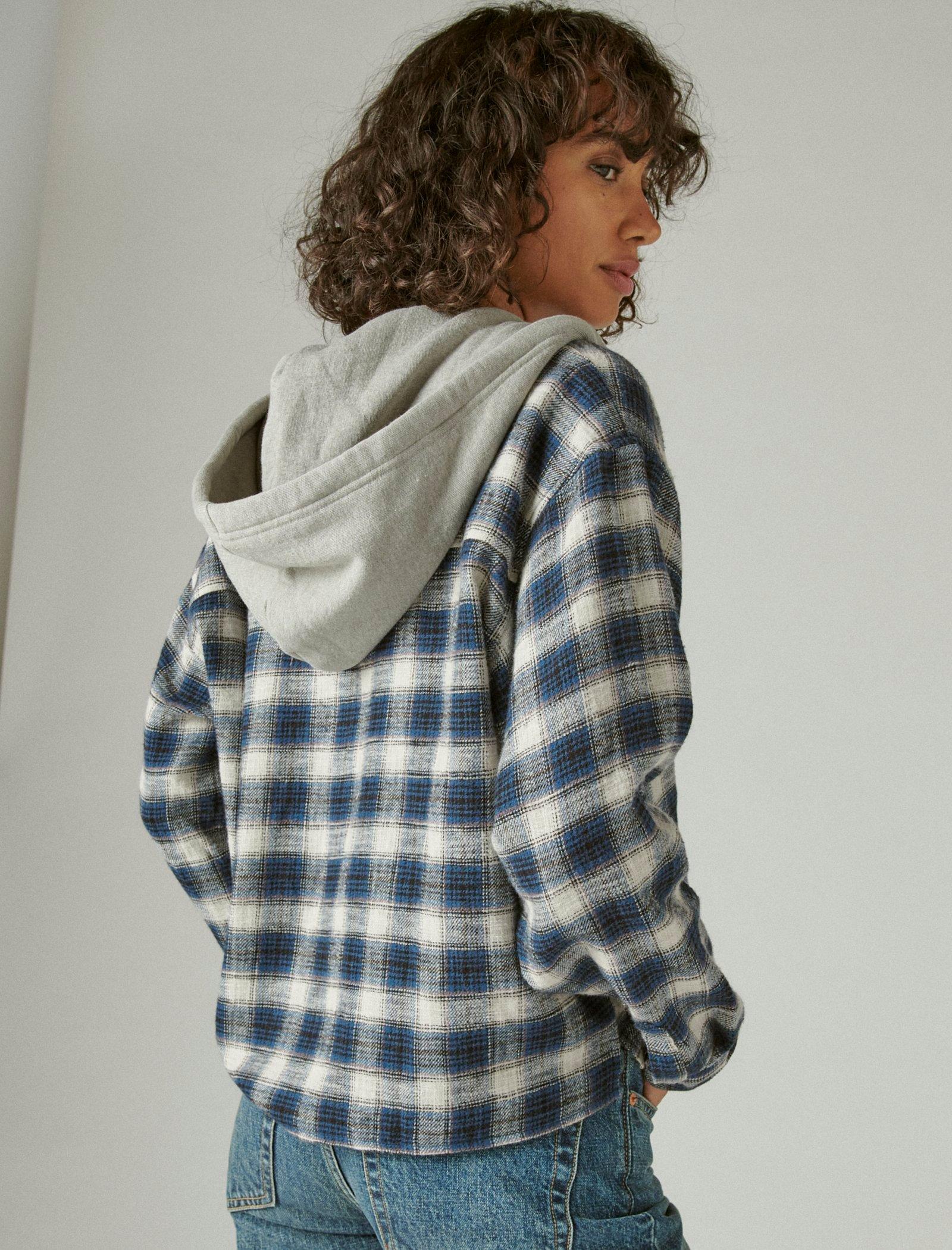 CROPPED PLAID HOODIE | Lucky Brand