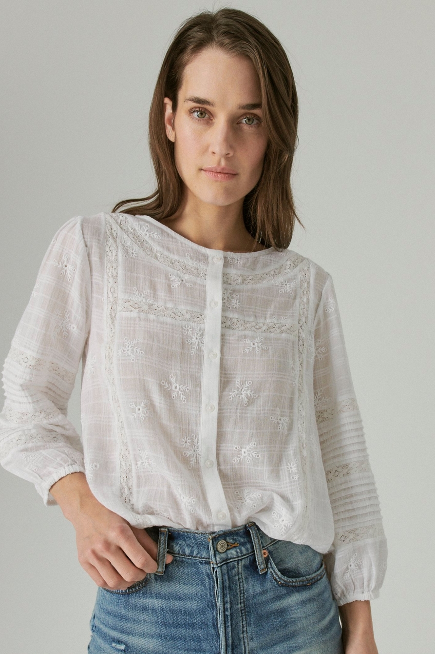 TEXTURED POPOVER BLOUSE | Lucky Brand