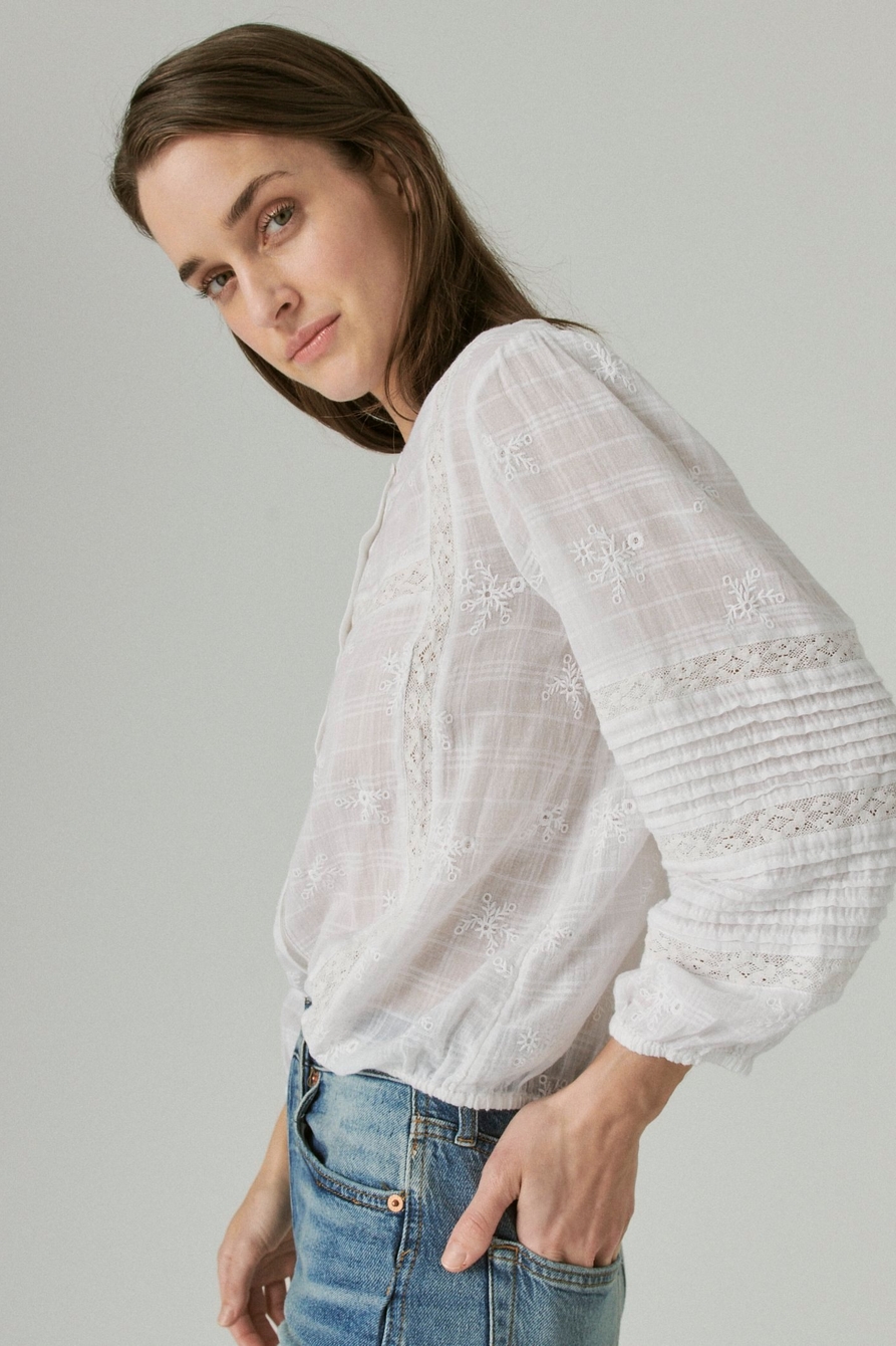 TEXTURED POPOVER BLOUSE | Lucky Brand