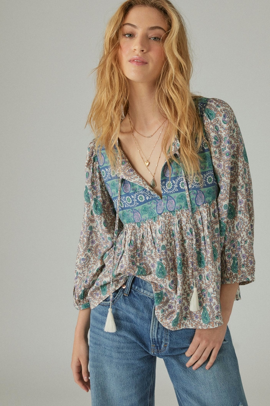 PRINT MIX PEASANT BLOUSE | Lucky Brand
