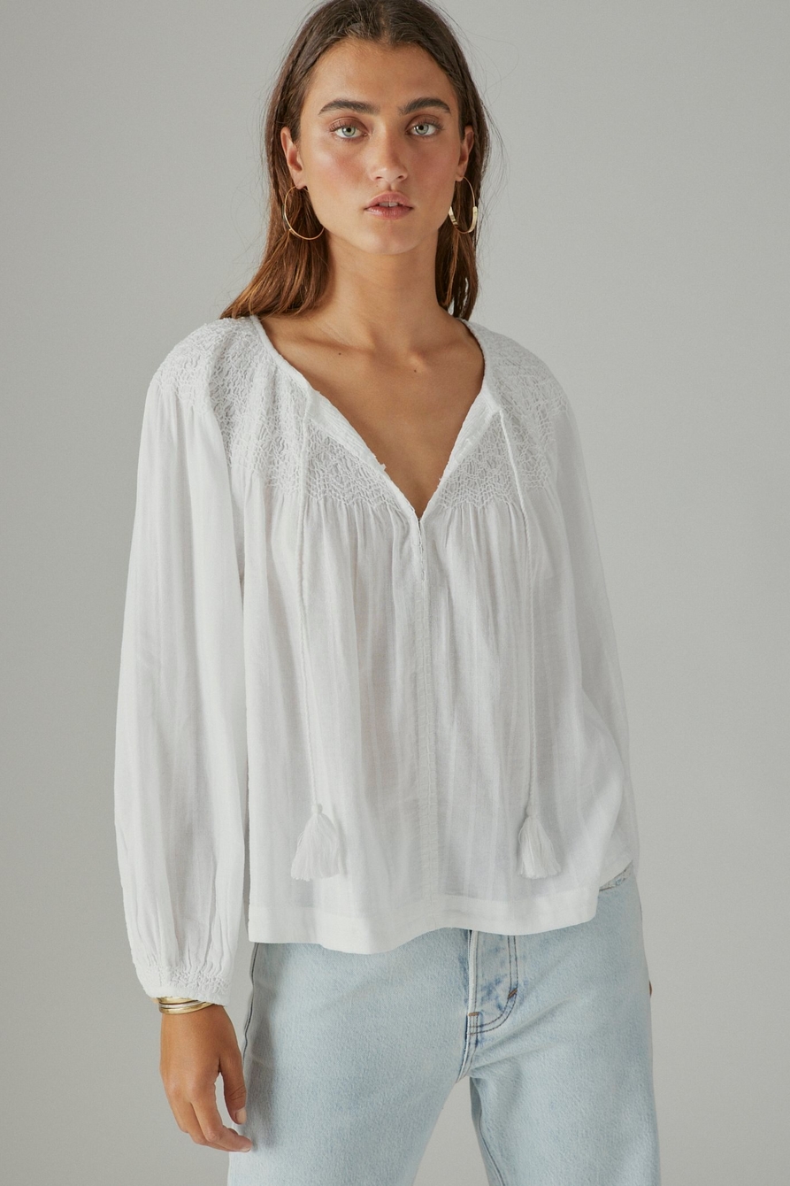 SMOCKED PEASANT BLOUSE | Lucky Brand