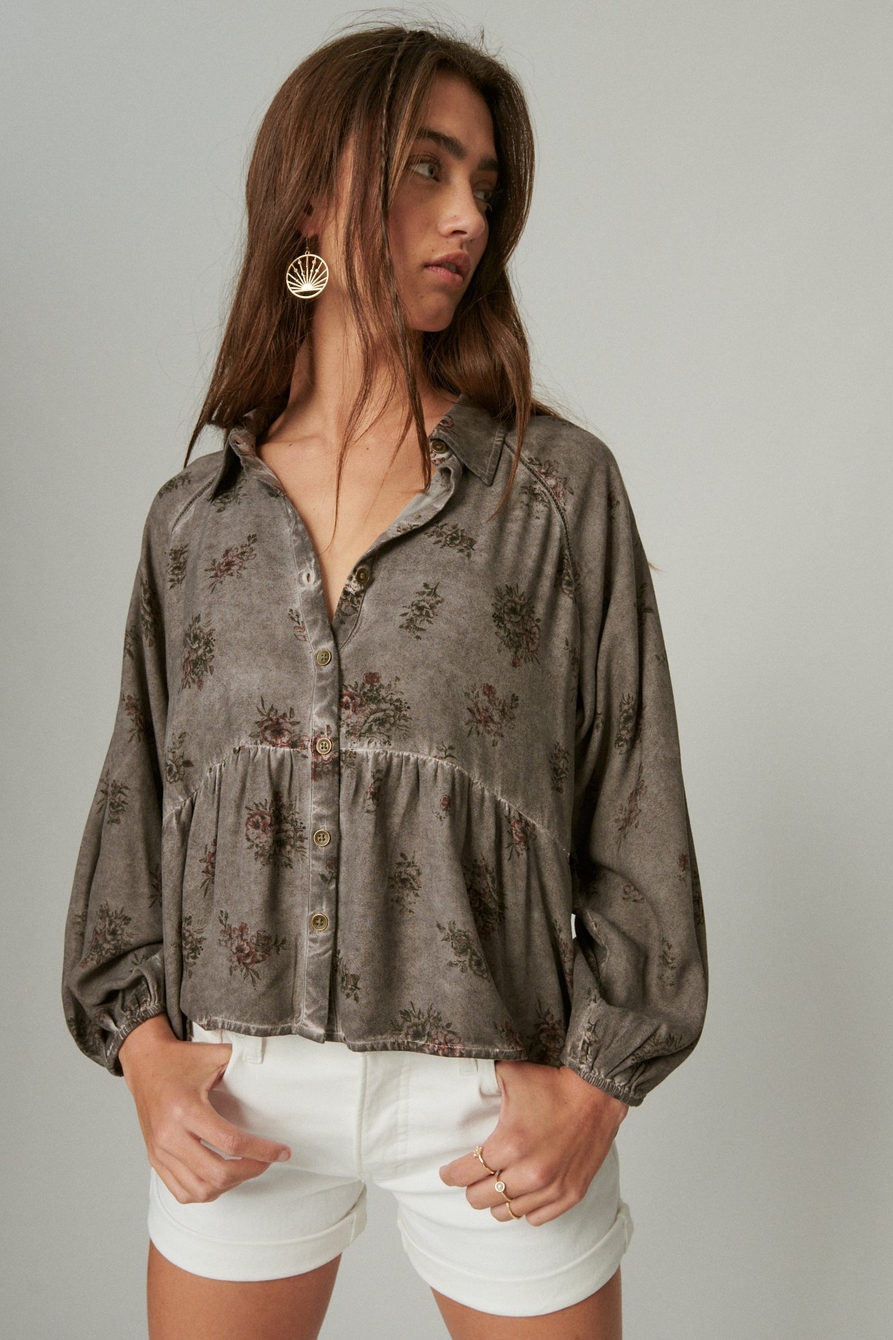 FLORAL PRINTED OVERDYE TOP, image 1