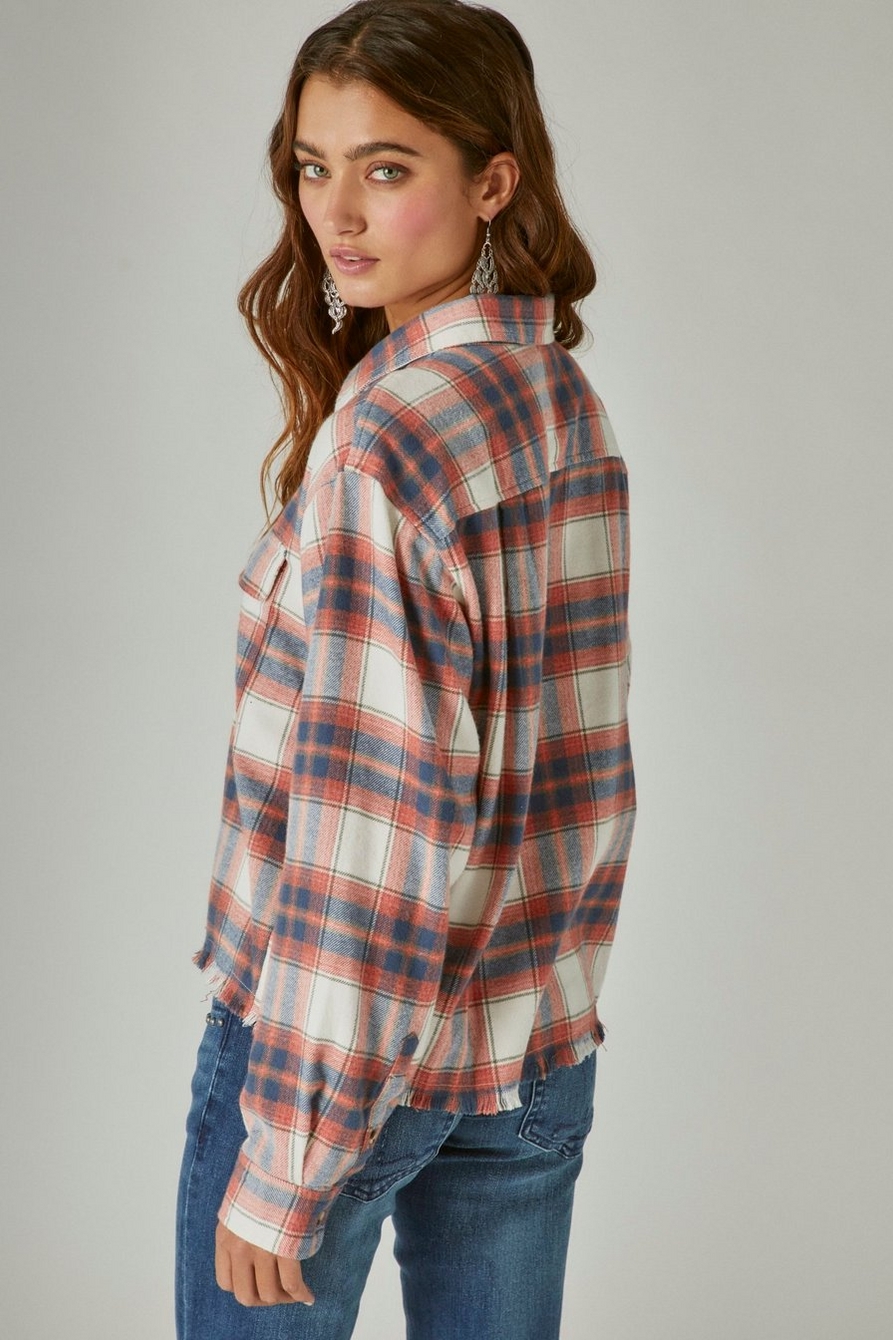 Women's Plaid Cropped Flannel Shirt