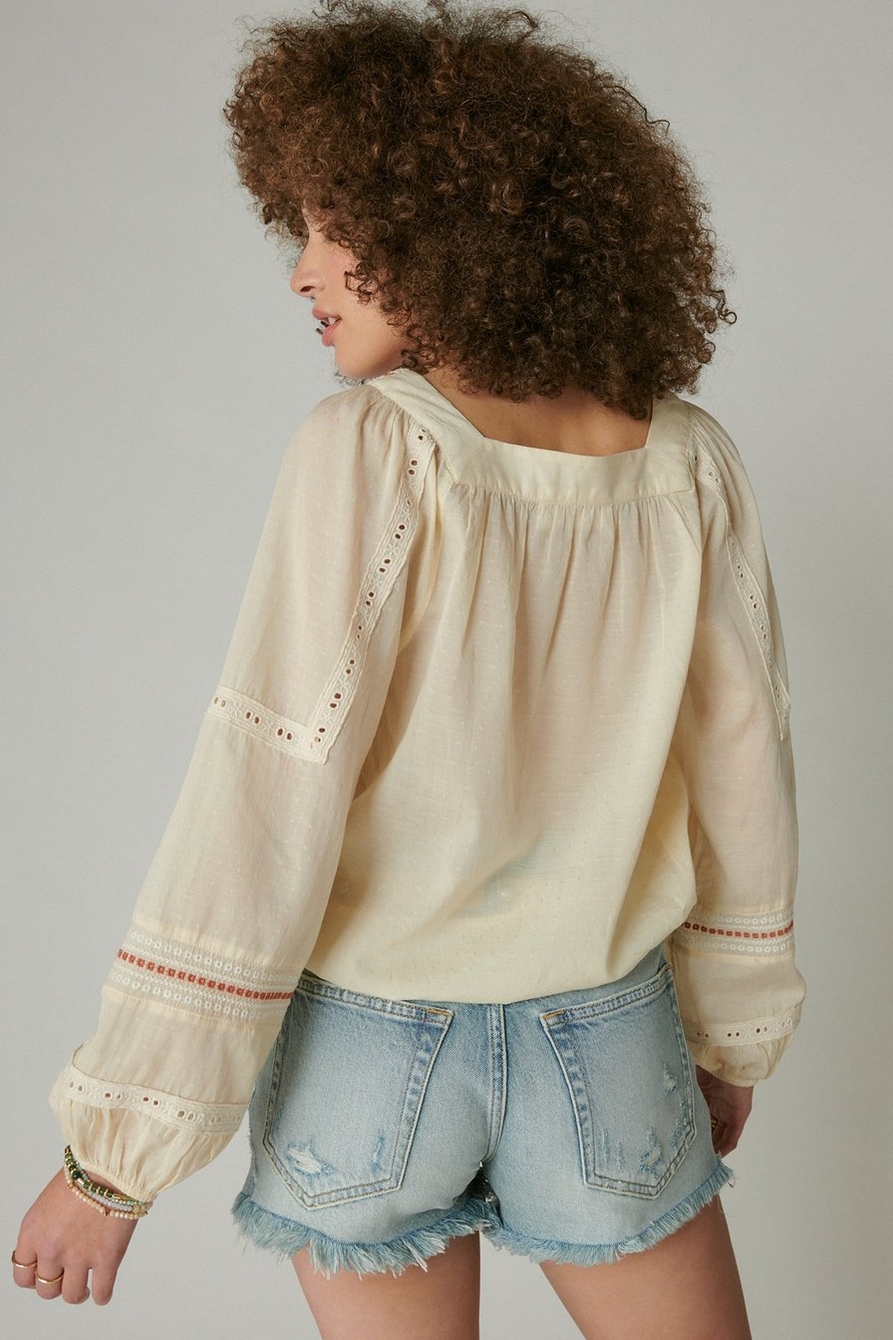 Lucky Brand Embroidered Square Neck Top