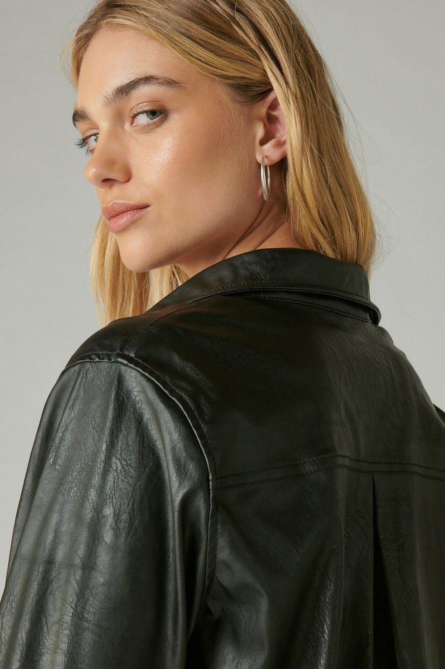 FAUX LEATHER BUTTON DOWN SHIRT, image 2
