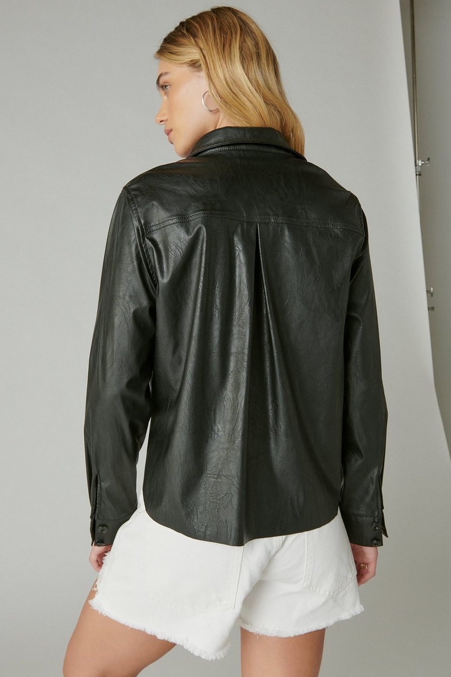 FAUX LEATHER BUTTON DOWN SHIRT, image 3