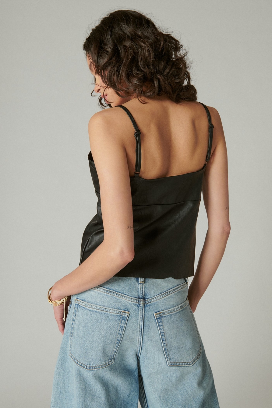 FAUX LEATHER CROP CAMI