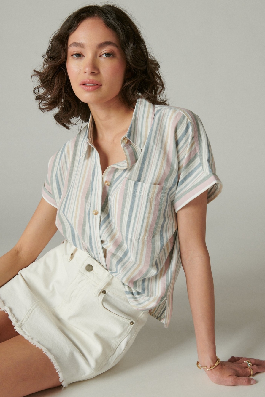 RELAXED STRIPED WORKWEAR SHIRT | Lucky Brand